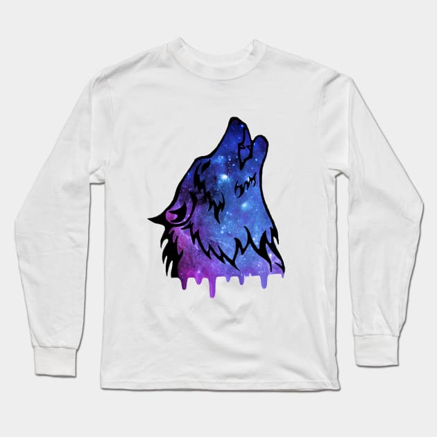 Galaxy Wolf Long Sleeve T-Shirt by Mavis